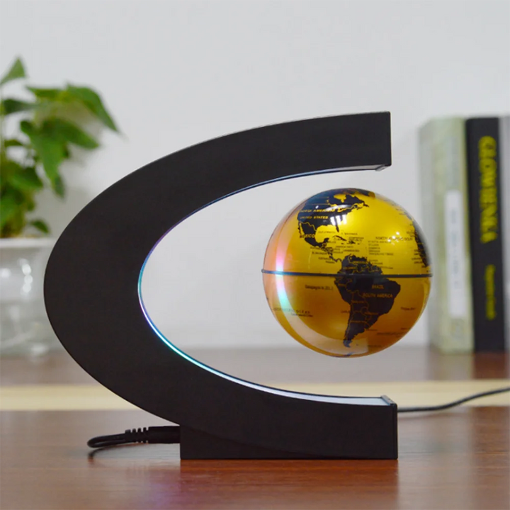 Magnetic Levitation Globe – C-Shaped Suspension with 3D Printing | Unique Creative Gift & Decorative Ornament