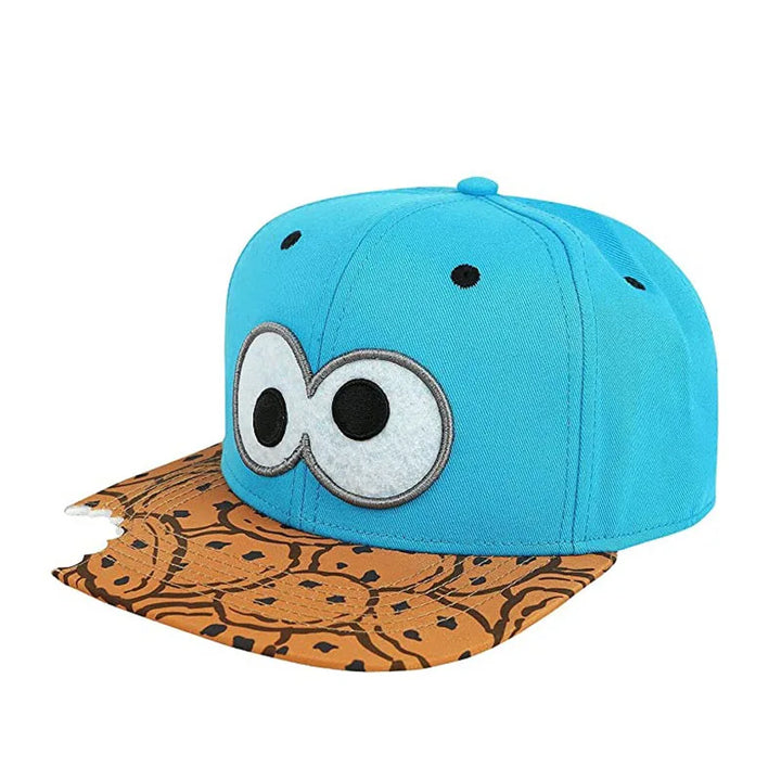 Cartoon Big Eyes Cookie Snapback Hat – Fun, Adjustable, and Perfect for Any Adventure! 🧢🍪"