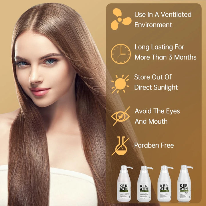 Professional Keratin Hair Treatment Cream - 300ml Straightening & Smoothing for Frizzy Hair