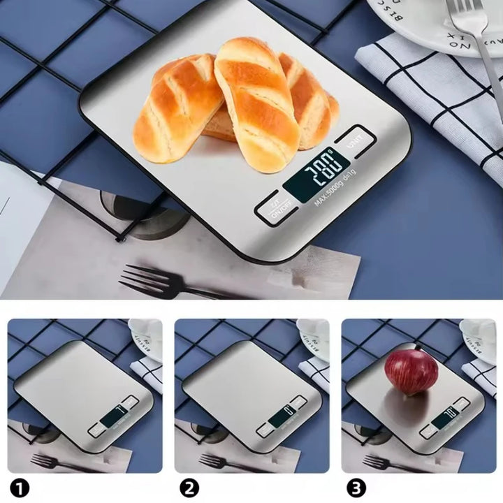 Digital Kitchen Scale - LED Display, 5kg/1g Precision, Stainless Steel Panel for Food, Baking, Jewelry & More