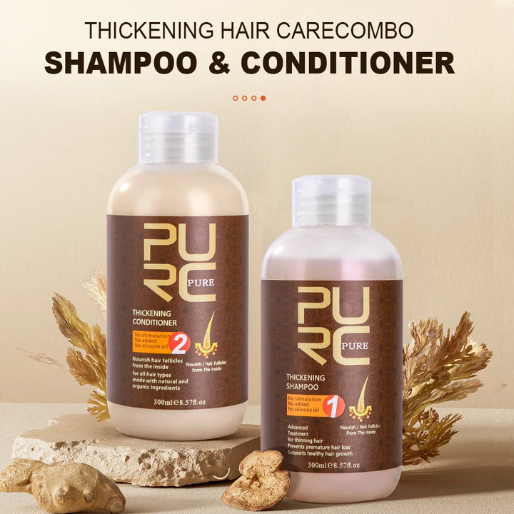 Ginger Hair Shampoo & Conditioner - Nourishing Root Treatment for Thickening & Smoothing Hair