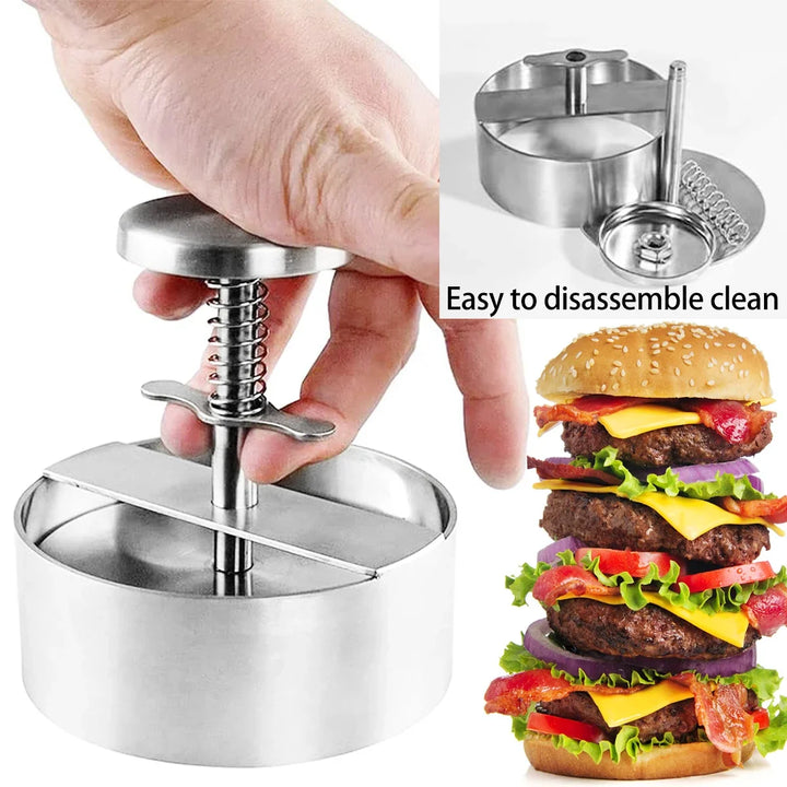 Stainless Steel Hamburger Press - Non-Stick Patty Maker for Perfect Burgers and Meat Patties