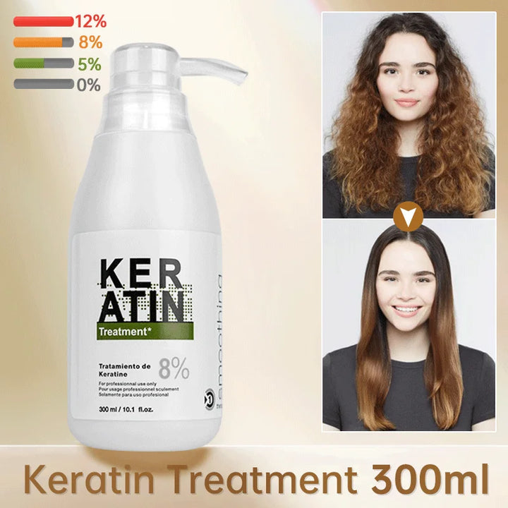 Professional Keratin Hair Treatment Cream - 300ml Straightening & Smoothing for Frizzy Hair