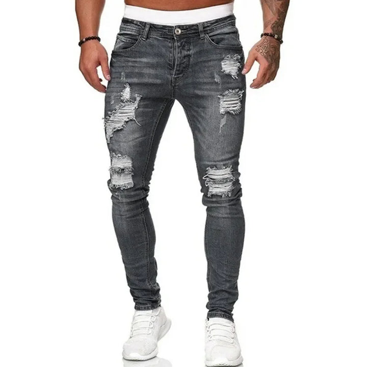 Men's Ripped Skinny Jeans – Casual Slim Fit Denim