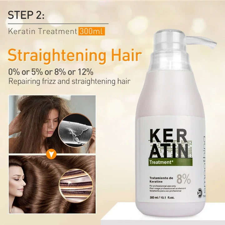 Professional Keratin Hair Treatment Cream - 300ml Straightening & Smoothing for Frizzy Hair