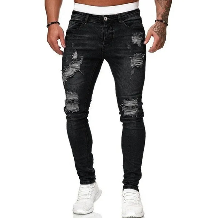 Men's Ripped Skinny Jeans – Casual Slim Fit Denim