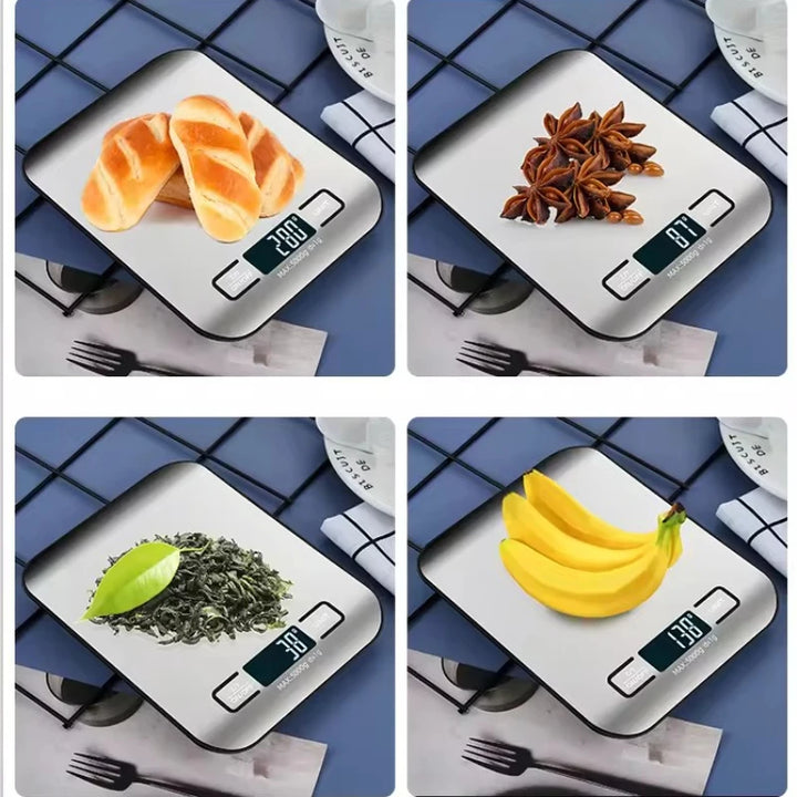 Digital Kitchen Scale - LED Display, 5kg/1g Precision, Stainless Steel Panel for Food, Baking, Jewelry & More