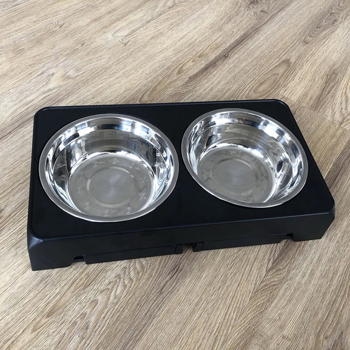 Adjustable Elevated Dog Feeder with Double Stainless Steel Bowls – Perfect for All Dog Sizes