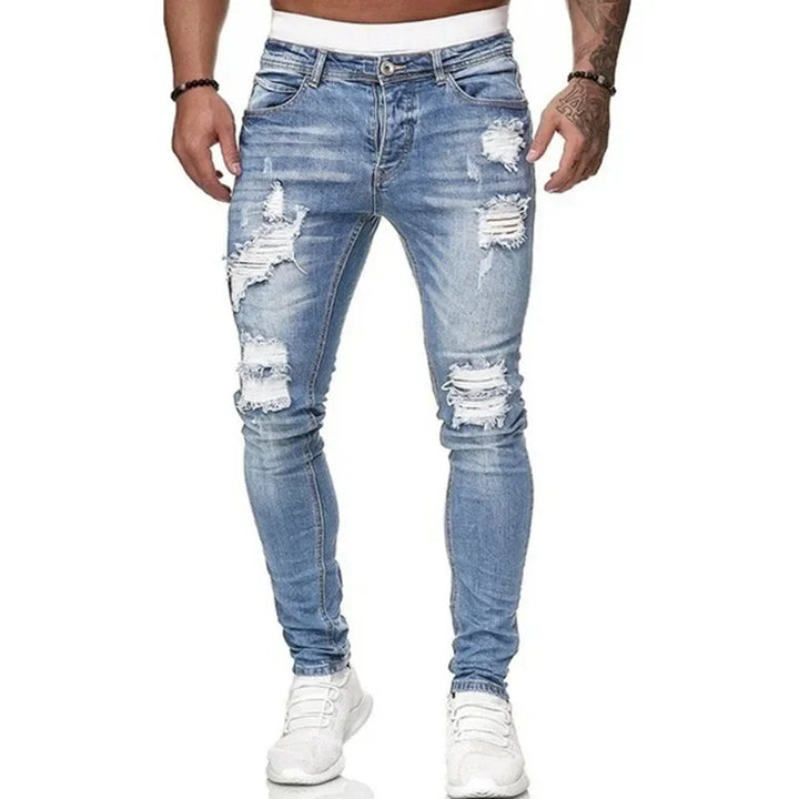 Men's Ripped Skinny Jeans – Casual Slim Fit Denim