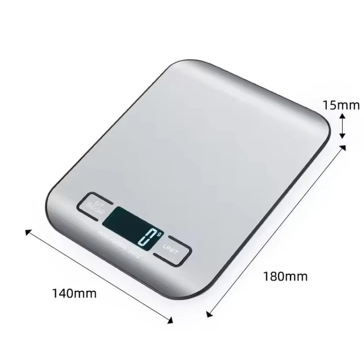 Digital Kitchen Scale - LED Display, 5kg/1g Precision, Stainless Steel Panel for Food, Baking, Jewelry & More