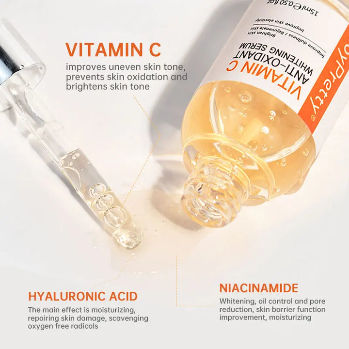 Vitamin C Face Serum - Hyaluronic Acid & Collagen for Glowing, Moisturized Skin and Melanin Reduction