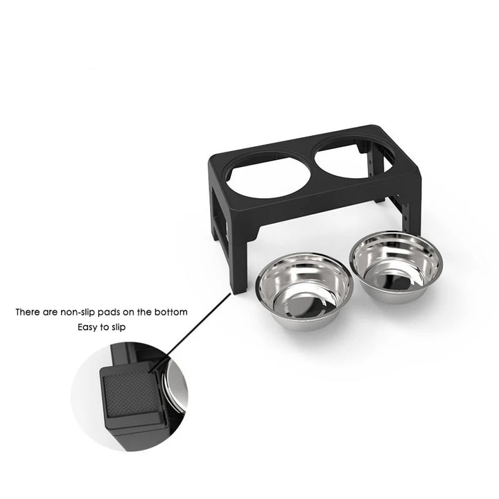 Adjustable Elevated Dog Feeder with Double Stainless Steel Bowls – Perfect for All Dog Sizes